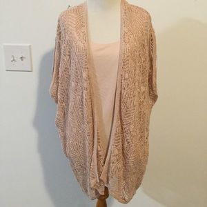Chico’s Travelers blush Open Front sweater + tank